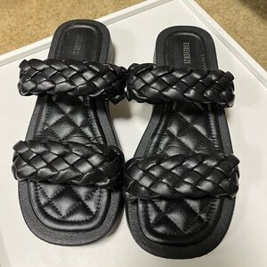 Black leather braided Sandals